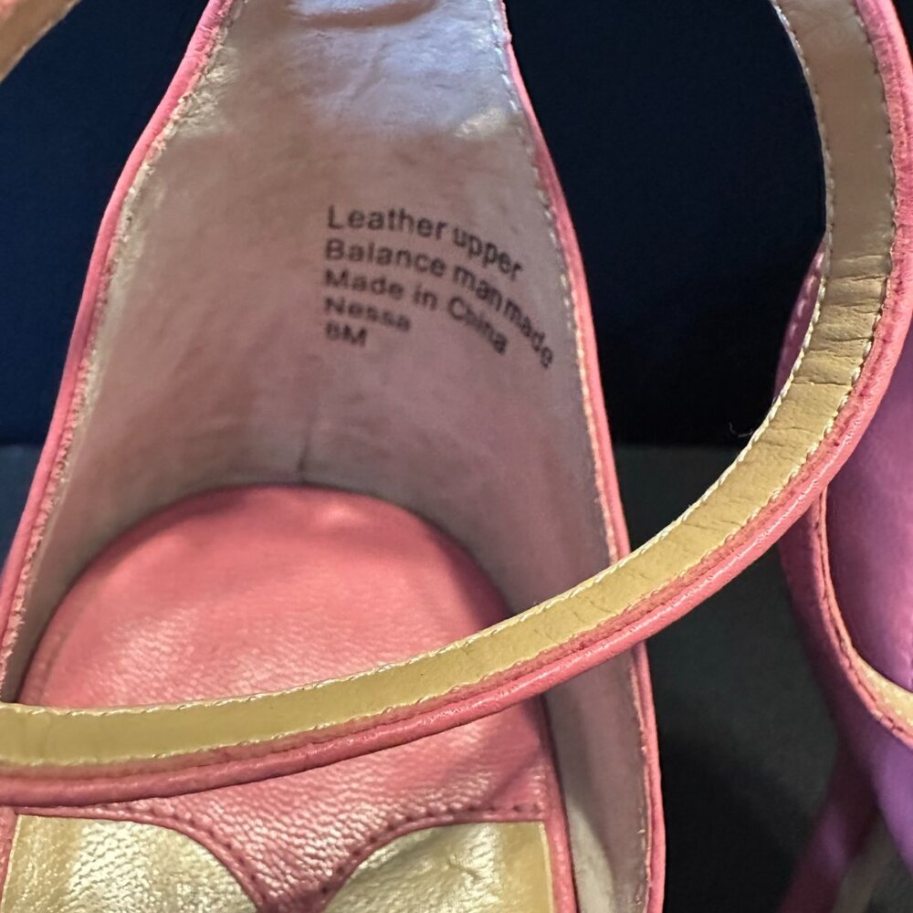 Alfani Peep Toe Pink Leather Flower Detail Ankle Strap Heels. Size 8. - Picture 3 of 6